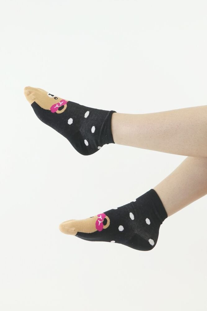 Zábavné ponožky Bear černé s bílými puntíky černá 35/38