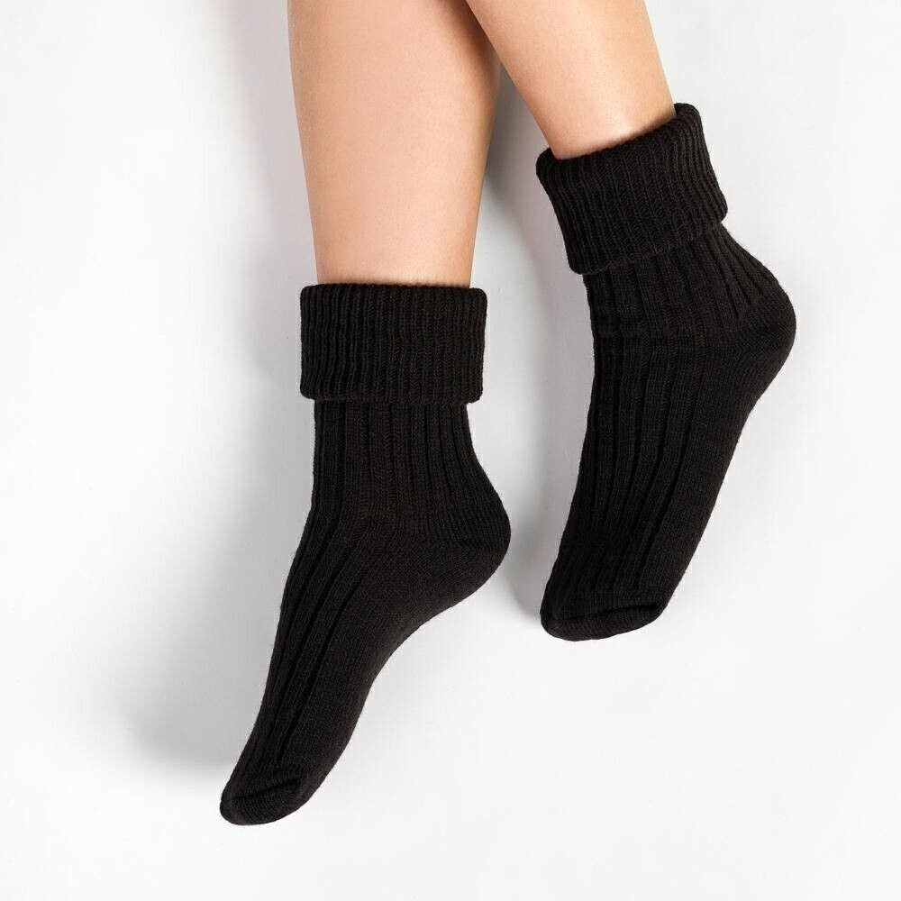 Pletené spací ponožky 067 černé s vlnou černá 38/40