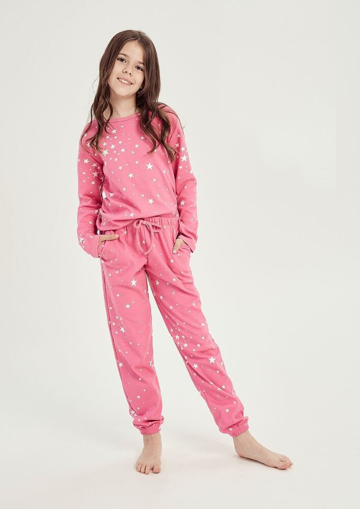 Zateplené dívčí pyžamo Erika růžové pro starší děti růžová 152