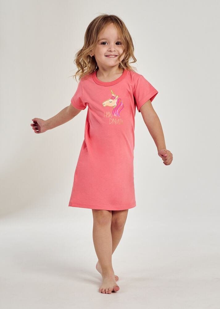 Dívčí noční košile Mila růžová s jednorožcem 104