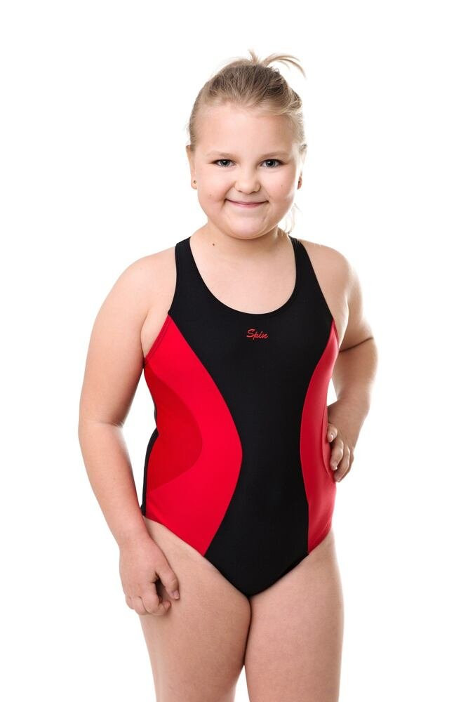 Dívčí jednodílné plavky Bibione II černo-červené černá 140
