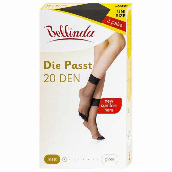 Silonkové matné ponožky 2 páry DIE PASST SOCKS 20 DEN - BELLINDA - černá UNI
