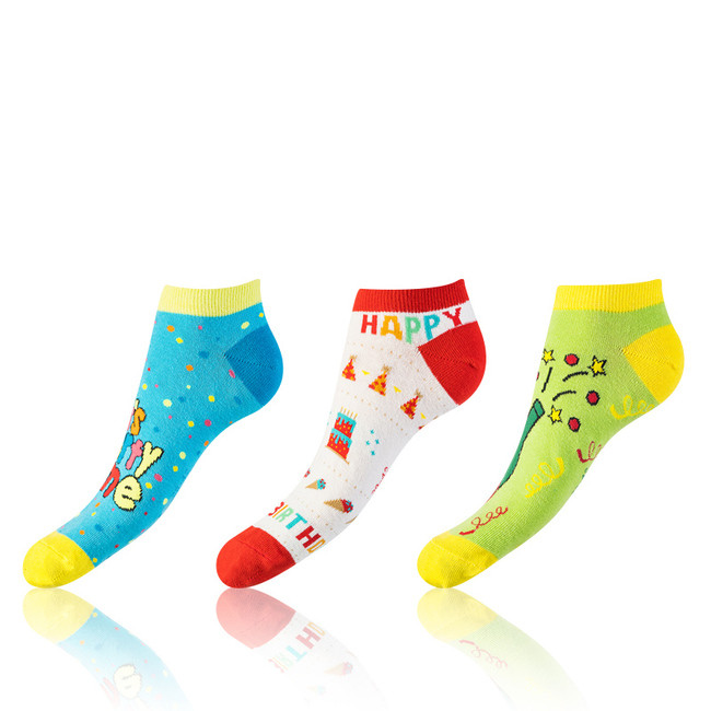 Zábavné nízké crazy ponožky unisex v setu 3 páry CRAZY IN-SHOE SOCKS 3x - BELLINDA - světle zelená 43 - 46