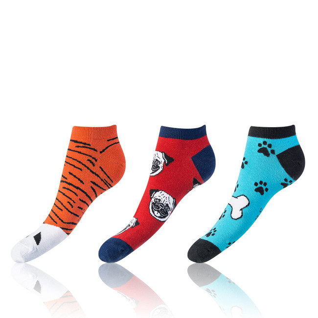 Zábavné nízké crazy ponožky unisex v setu 3 páry CRAZY IN-SHOE SOCKS 3x - BELLINDA - oranžová 35 - 38