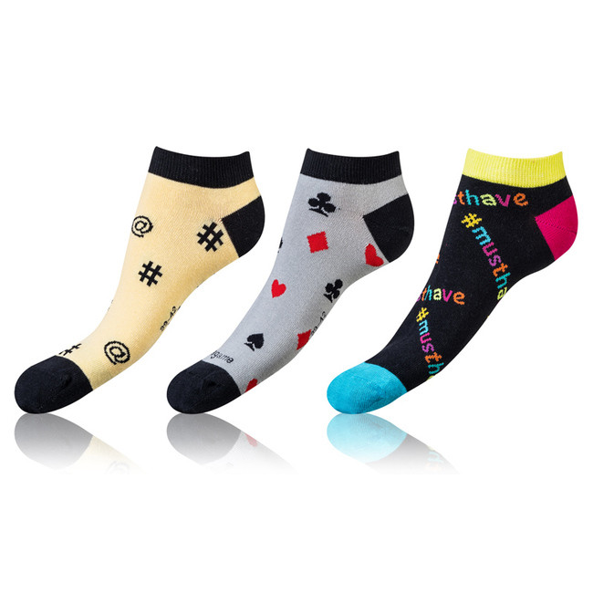Zábavné nízké crazy ponožky unisex v setu 3 páry CRAZY IN-SHOE SOCKS 3x - BELLINDA - žlutá 43 - 46