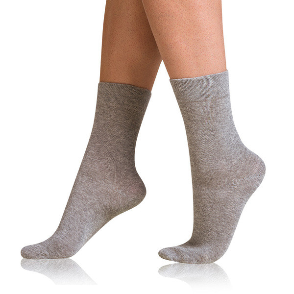 Dámské bavlněné ponožky s pohodlným lemem COTTON COMFORT SOCKS - BELLINDA - šedý melír 35 - 38
