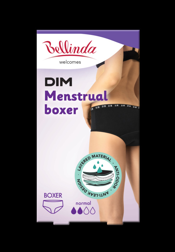 Bavlněné menstruační kalhotky MENSTRUAL BOXER NORMAL - BELLINDA - černá XS
