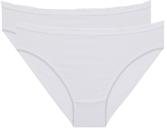 Dámské bavlněné kalhotky 2 ks DIM COTTON BIO MINISLIP 2x - DIM - bílá XL