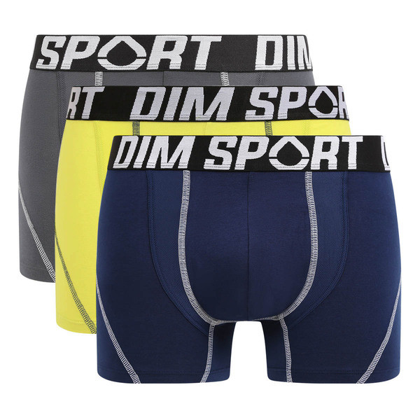 Pánské sportovní boxerky 3 ks DIM SPORT COTTON STRETCH BOXER 3x - DIM SPORT - žlutá M