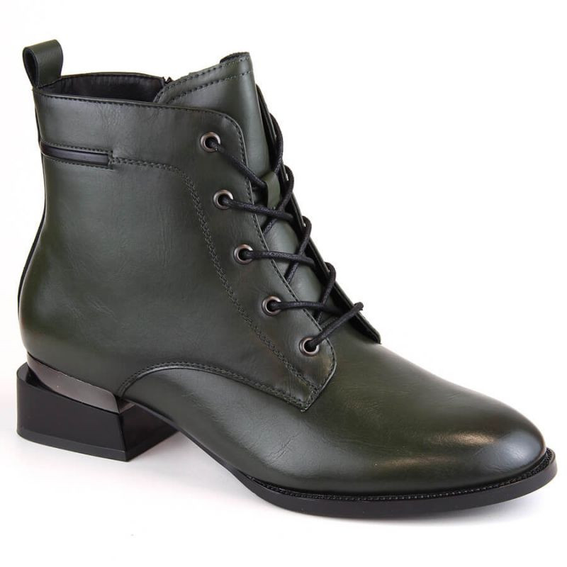 Dámské zateplené boty na podpatku W JAN253A zelené - Vinceza 39