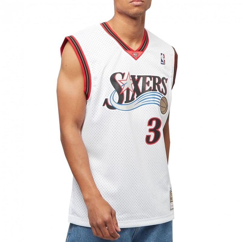 Mitchell & Ness NBA Swingman Home Jersey 76ers 00 Allen Iverson M SMJYGS18200-P76WHIT00AIV Pánské oblečení XXL