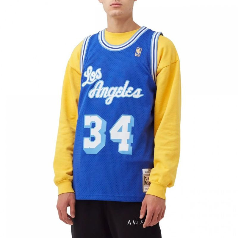 Mitchell & Ness Pánský dres NBA Los Angeles Lakers Shaquille O'Neal s potiskem Swingman M SMJYAC18013-LALROYA96SON L