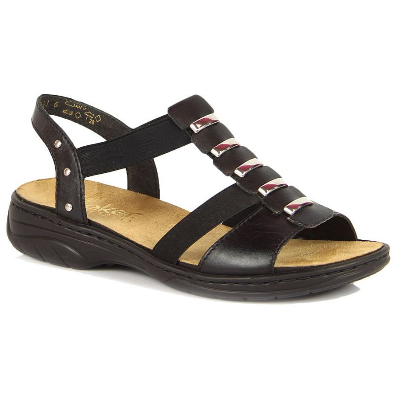 Černé kožené dámské sandály Rieker W 64580 39