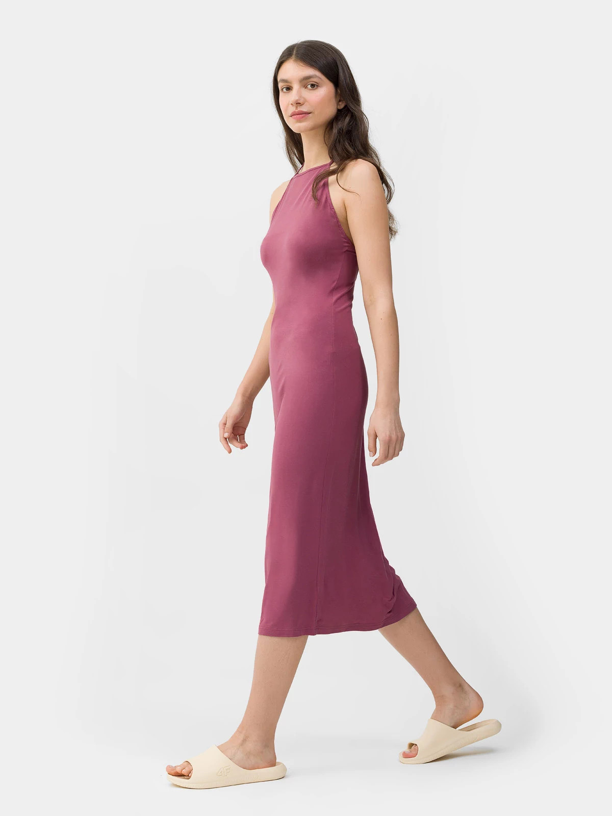 Dámské maxi šaty 4FSS23TDREF050 růžové - 4F XL