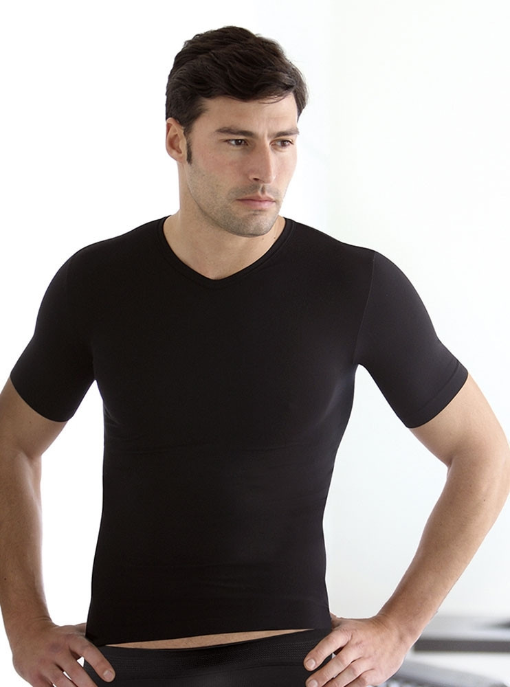 Pánské triko bezešvé T-shirt V mezza manica Intimidea Barva: Bílá, velikost M/L