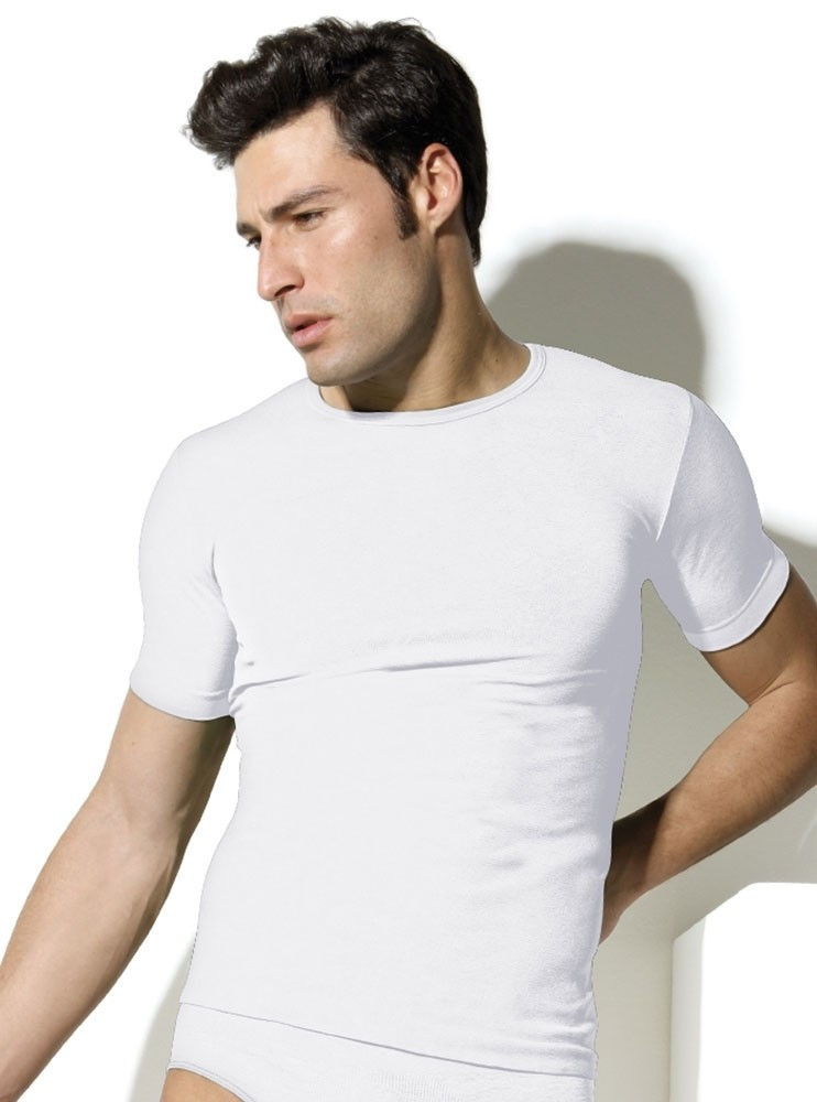 Pánské triko bezešvé T-shirt girocollo mezza manica Intimidea Barva: Bílá, velikost L/XL