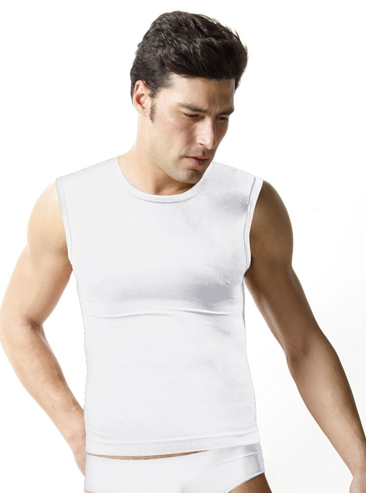 Pánské triko bezešvé T-shirt girocollo smanicata Intimidea Barva: Bílá, velikost L/XL