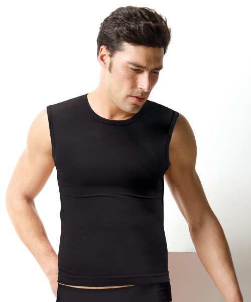 Pánské triko bezešvé T-shirt girocollo smanicata Intimidea Barva: Černá, velikost L/XL