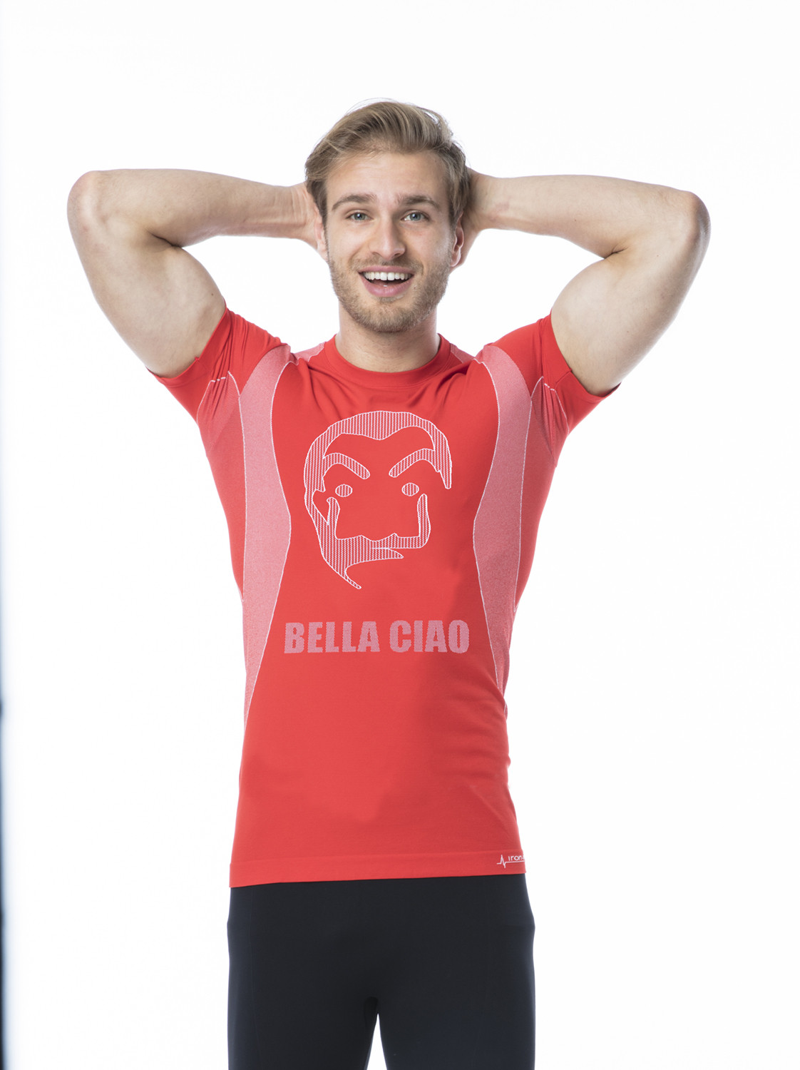 Pánské funkční tričko s krátkým rukávem IRON-IC - Bella Ciao - červená Barva: Červená, Velikost: L/XL