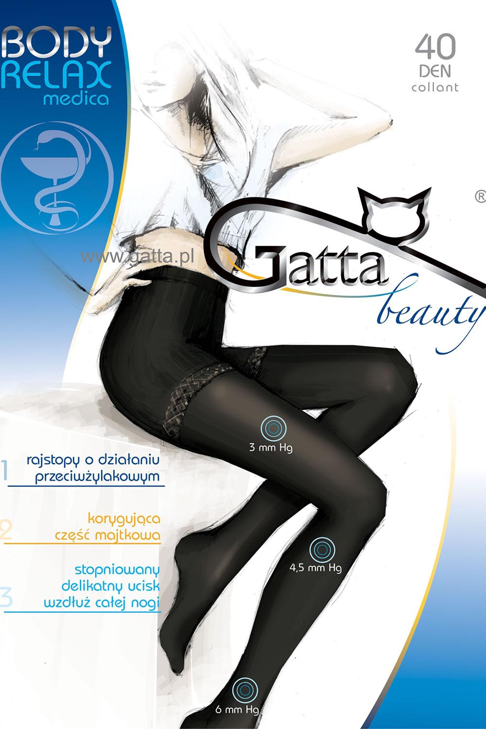 Punčochové kalhoty Body Relaxmedica 40 černá - Gatta 5-XL