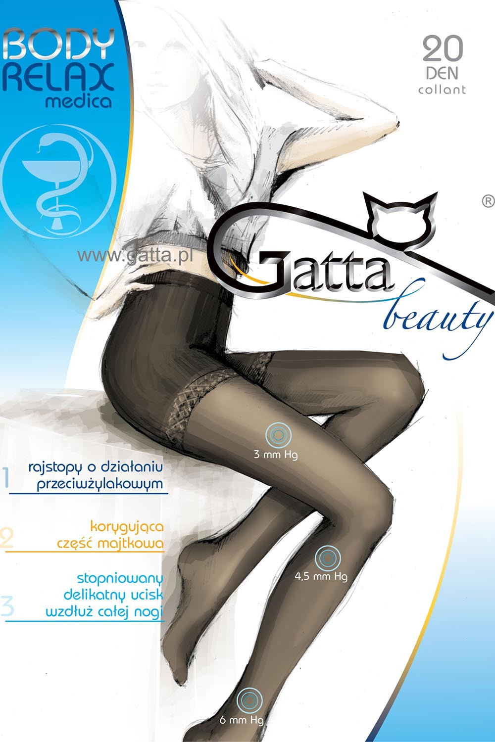 Punčochové kalhoty Body Relaxmedica 20 černá - Gatta 5-XL
