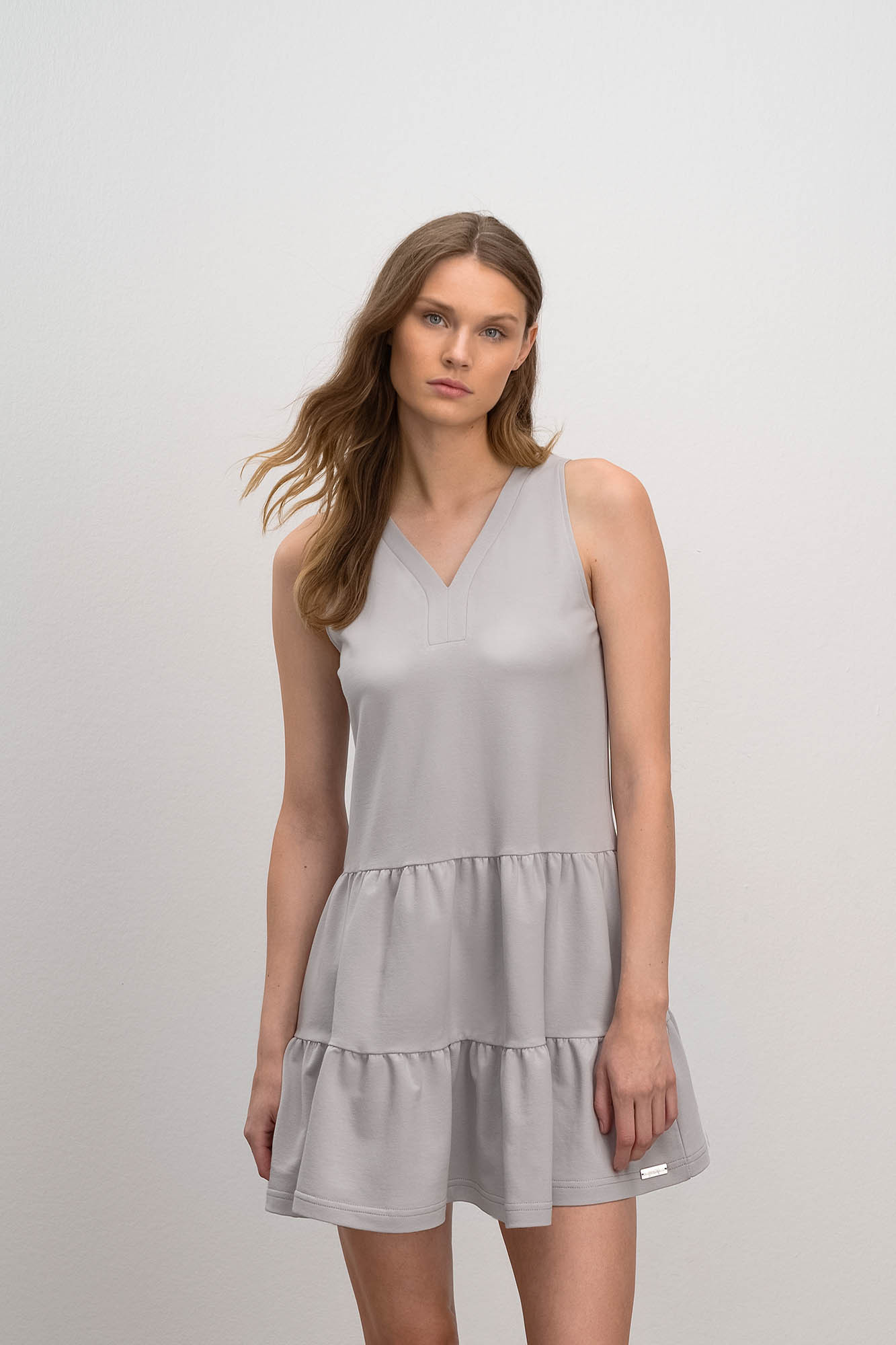 Vamp - Pohodlné jednobarevné dámské šaty 16173 - Vamp gray silver M