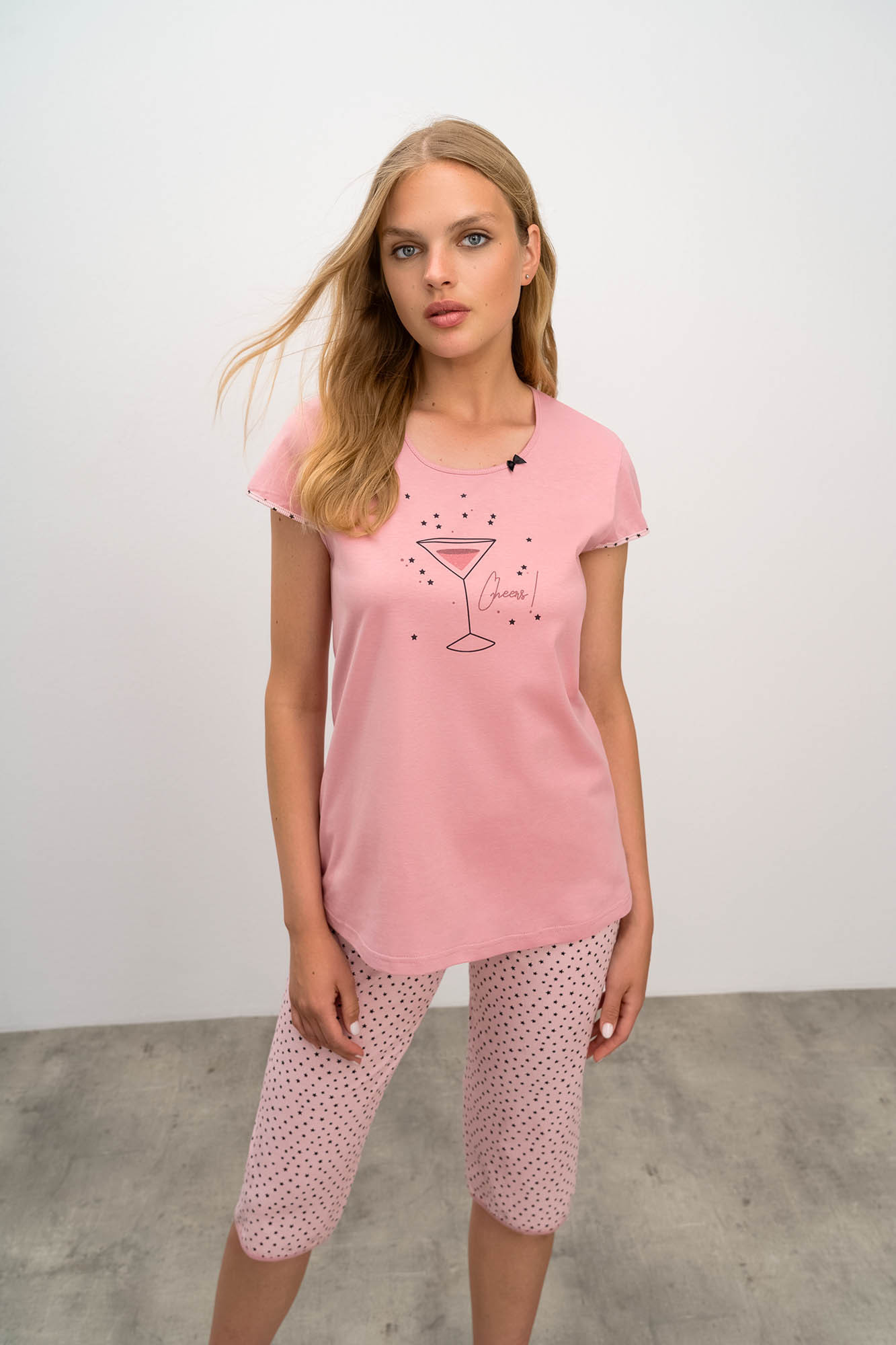 Vamp - Dvoudílné dámské pyžamo 16295 - Vamp pink gray S