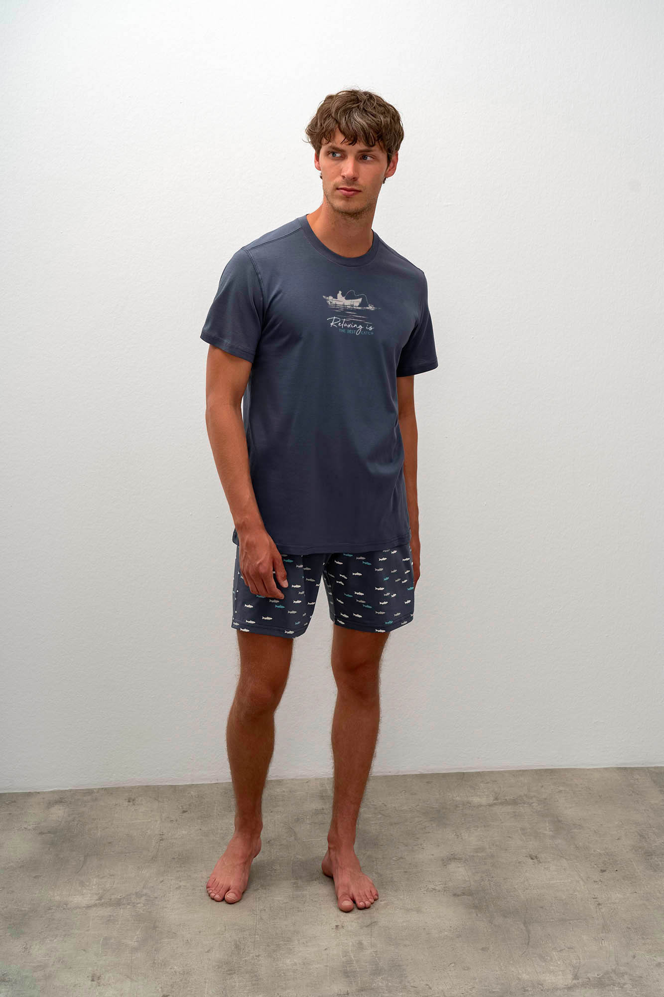 Vamp - Pohodlné dvoudílné pánské pyžamo 16642 - Vamp gray ombre M