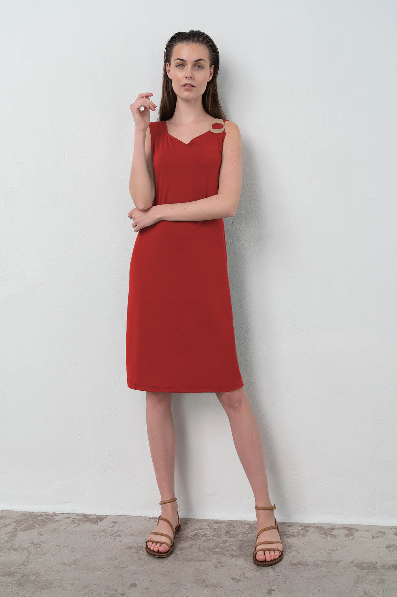 Vamp - Elegantní dámské šaty 16921 - Vamp red terracotta XL