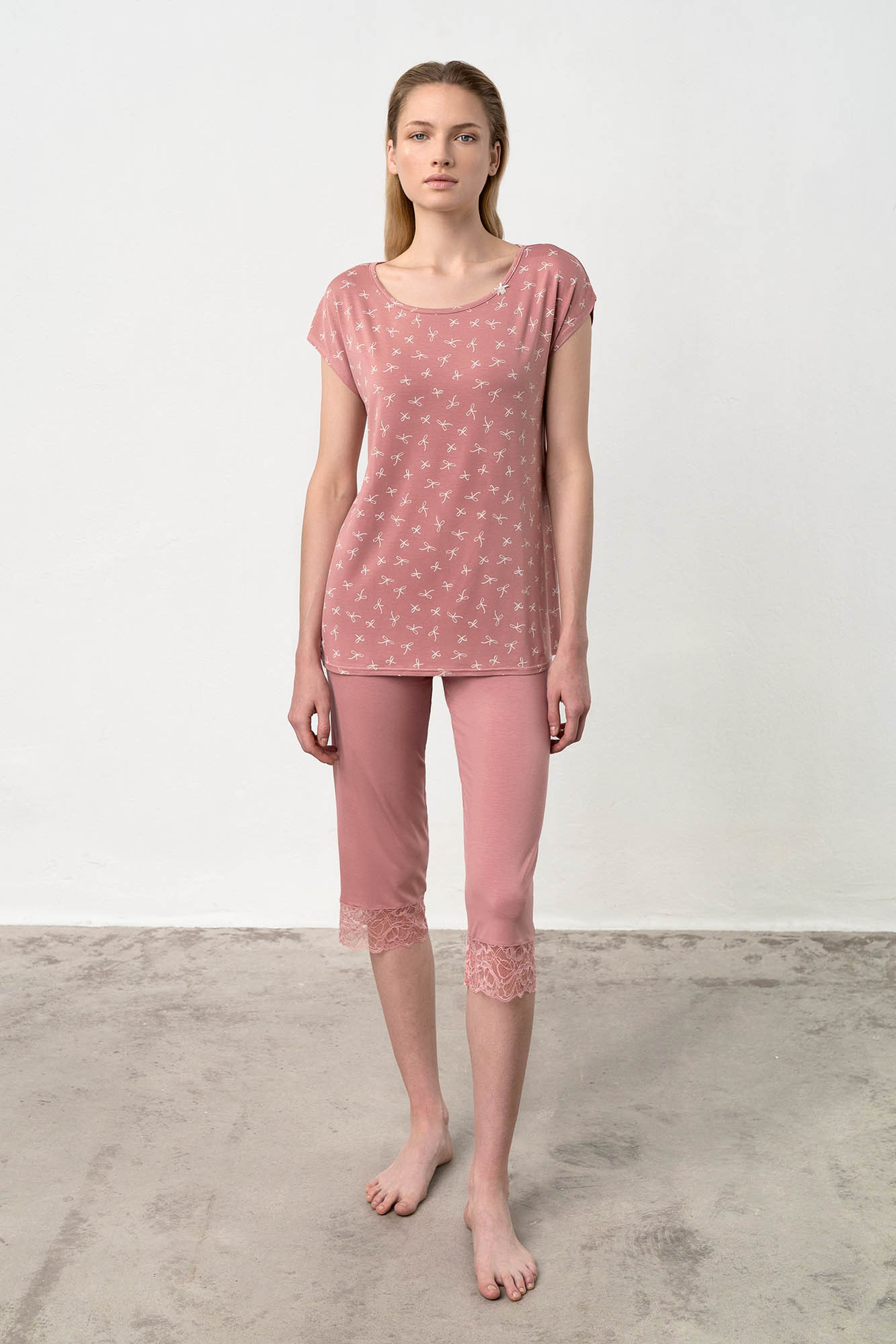 Vamp - Dvoudílné dámské pyžamo – BOWY 18048 - Vamp rose dusty XL