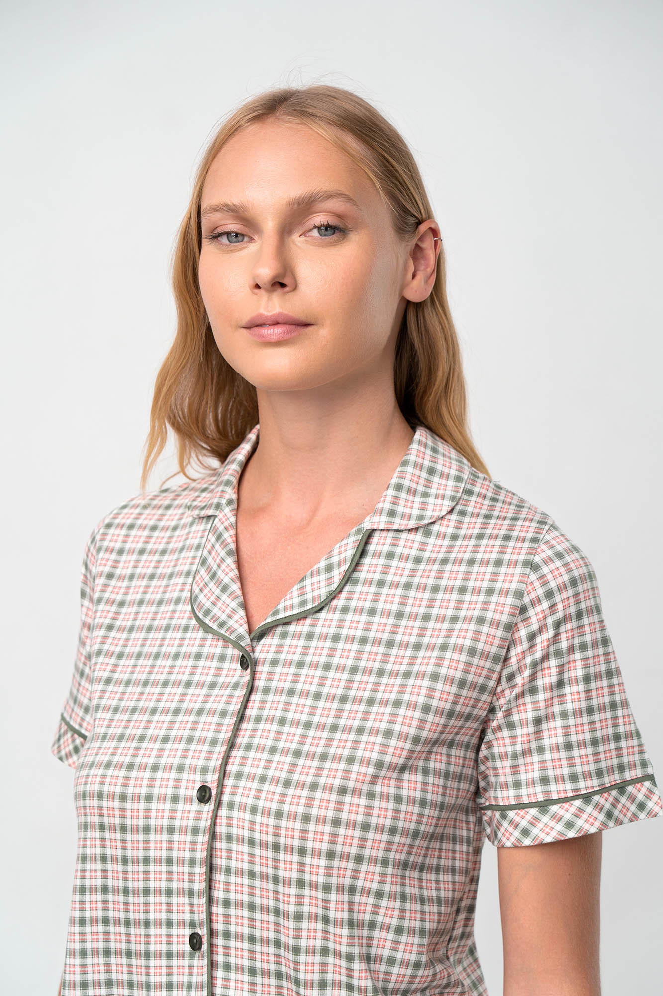 Vamp - Kostkovaná noční košile – Picnic 18217 - Vamp green khaki XL