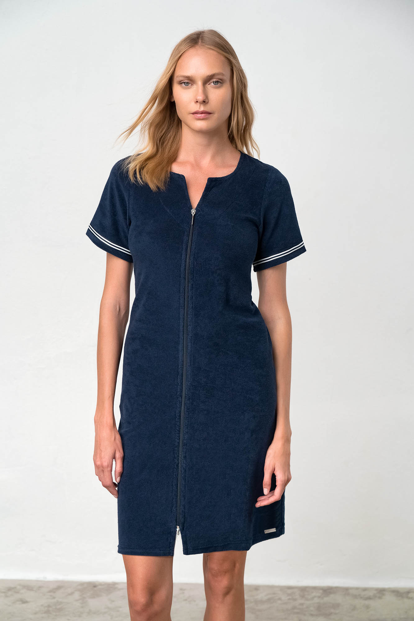 Vamp - Celopropínací froté šaty – Jenny 18351 - Vamp blue S