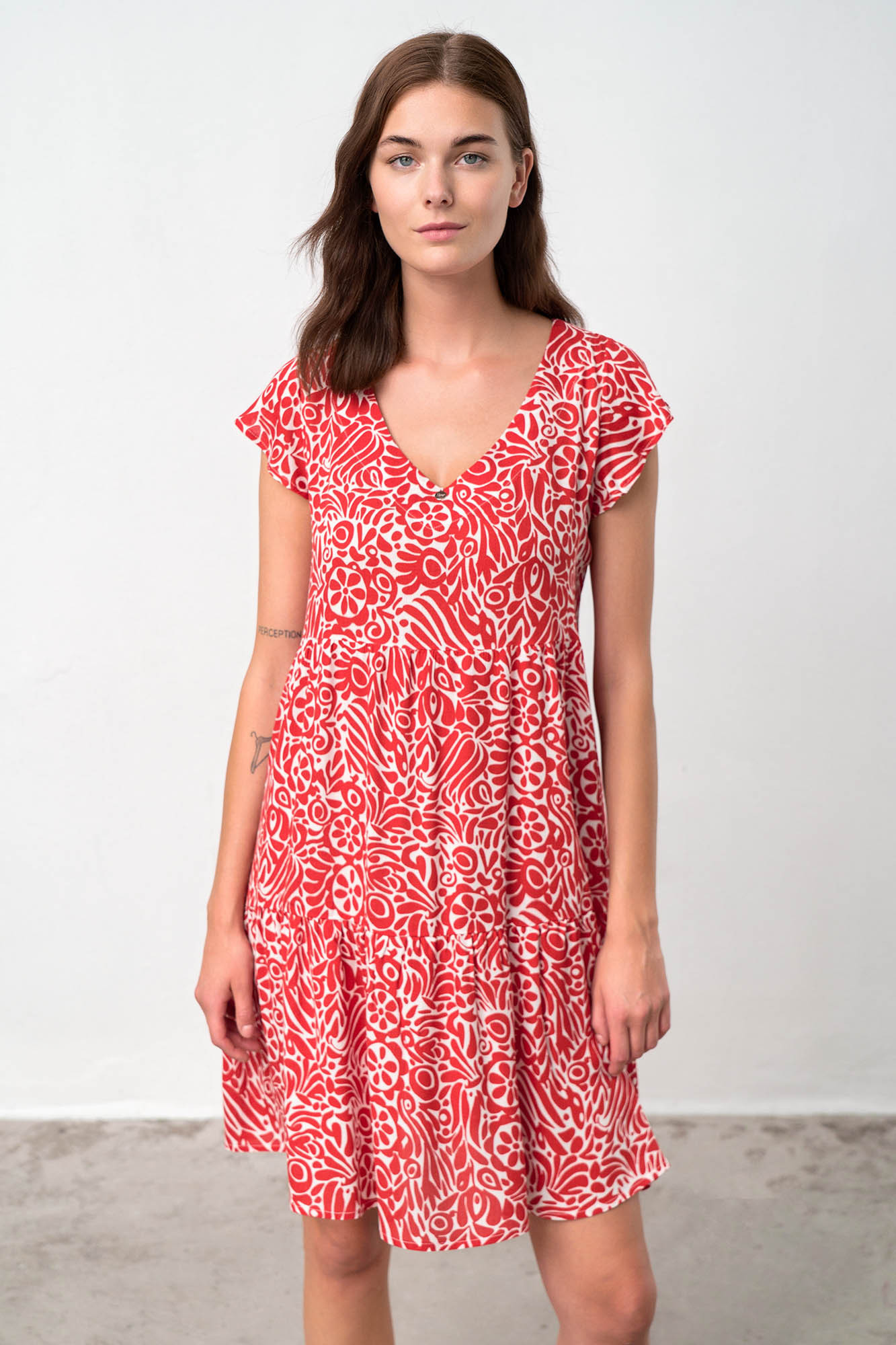 Vamp - Letní dámské šaty – Ceramica 18498 - Vamp red valiant 3XL