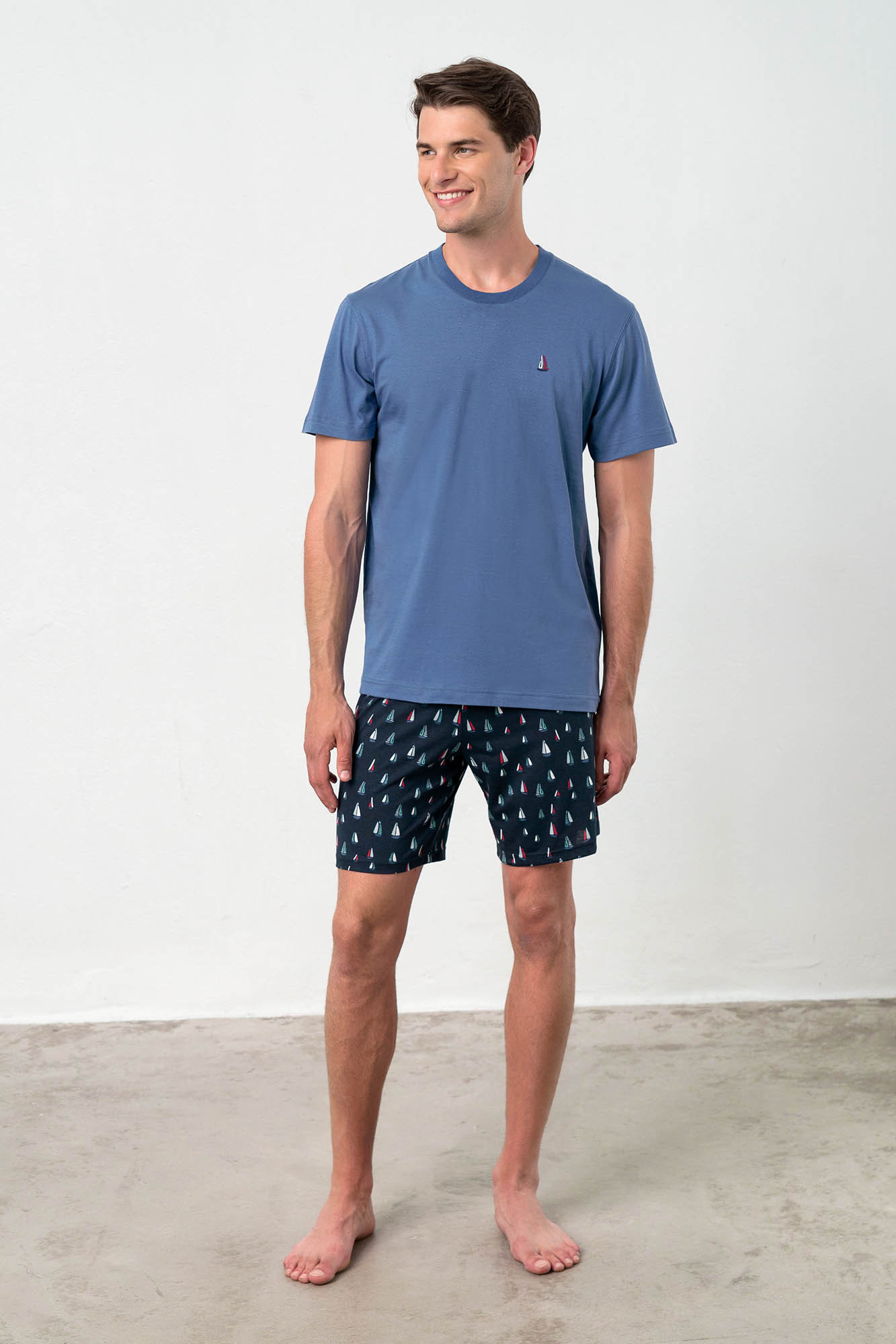 Vamp - Dvoudílné pánské pyžamo 18630 - Vamp blue sailing M