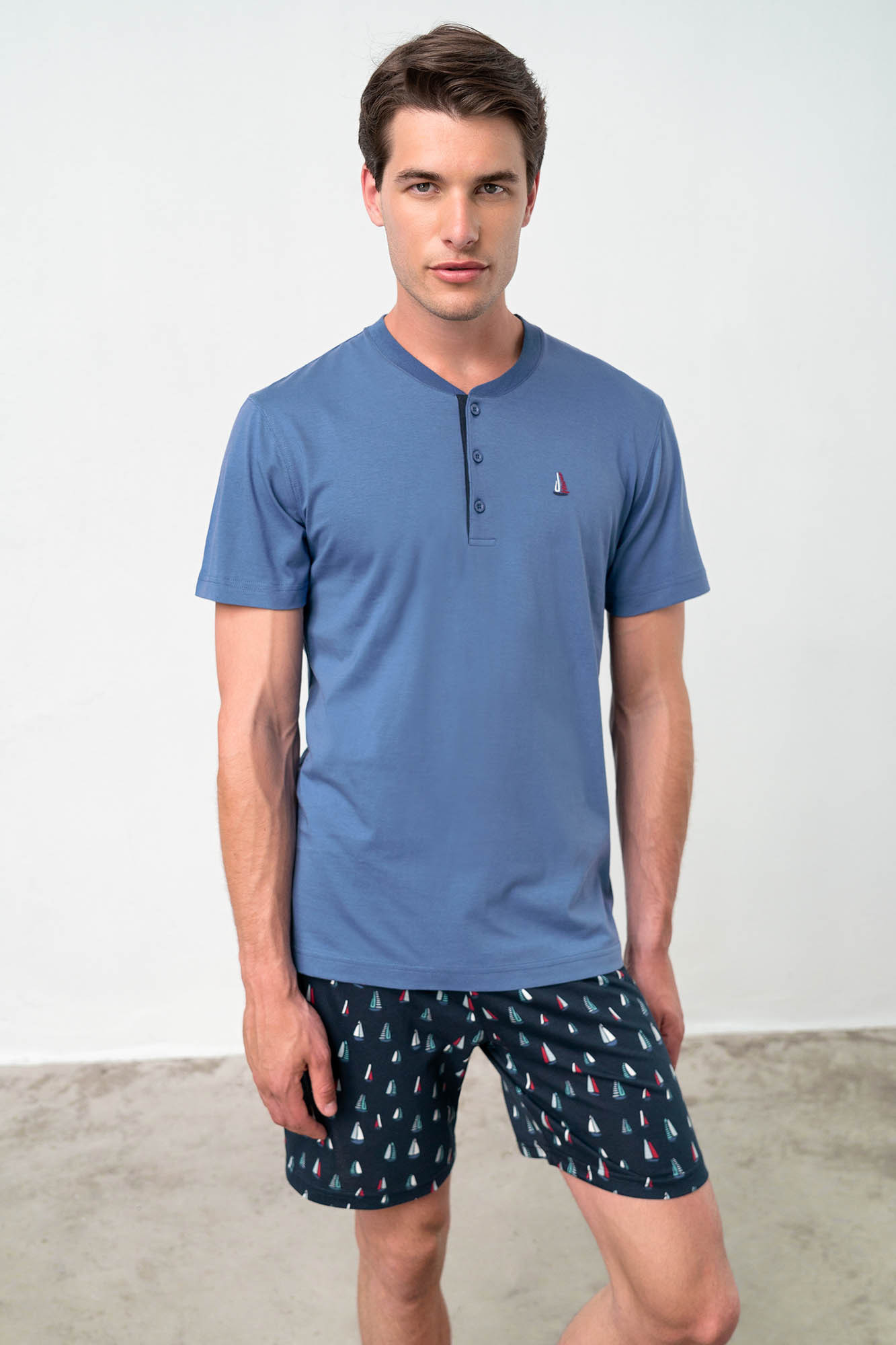 Vamp - Dvoudílné pánské pyžamo 18631 - Vamp blue sailing M