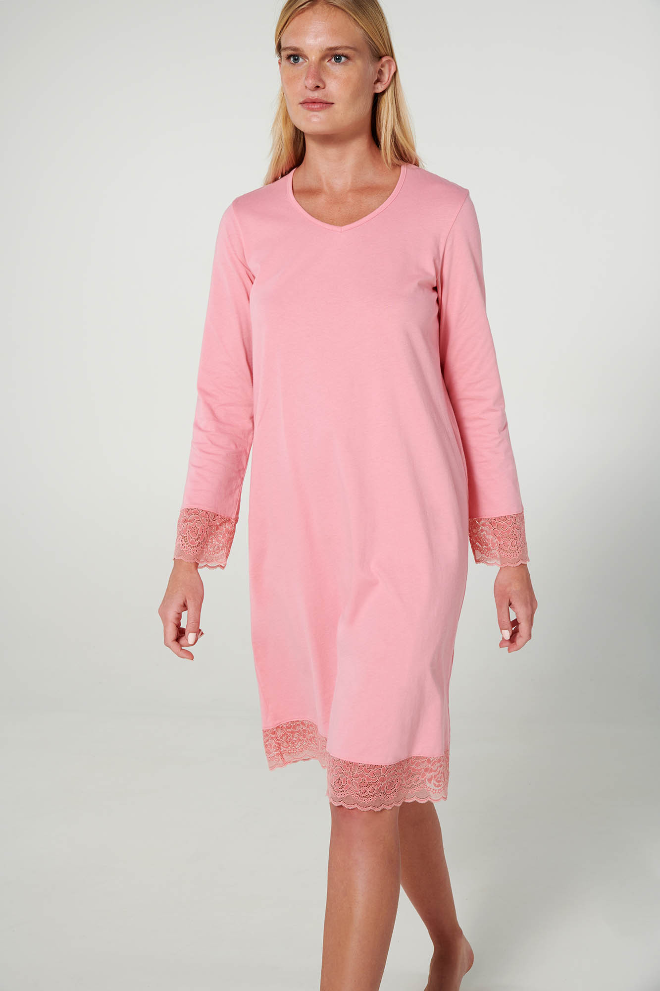 Vamp - Noční košile s krajkou 19907 - Vamp pink blush M