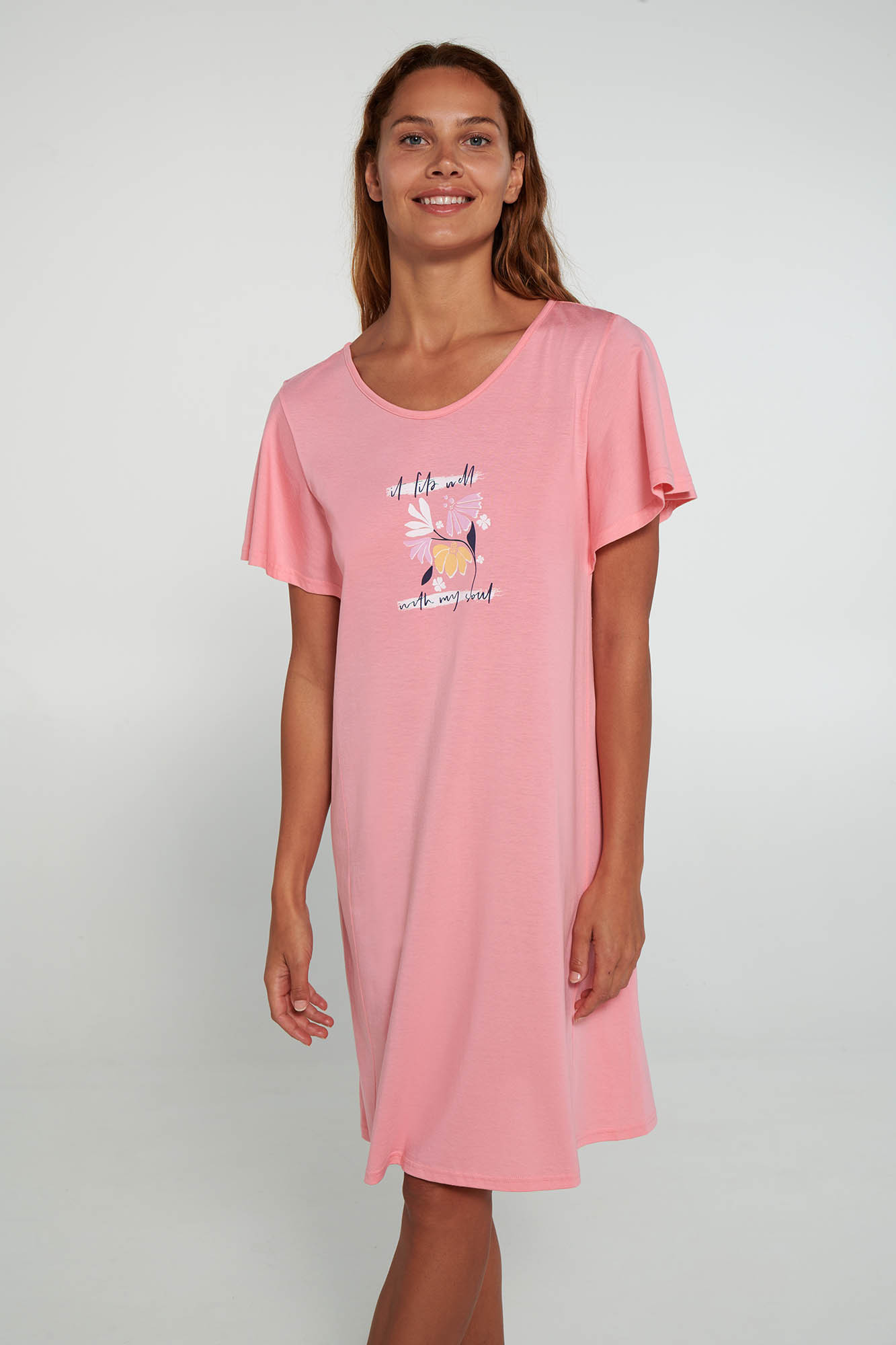 Vamp - Noční košile s krátkými rukávy 20092 - Vamp pink geranium S