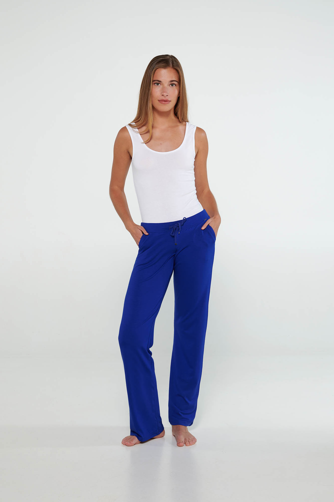 Vamp - Jednobarevné dámské kalhoty 20210 - Vamp blue lapis L