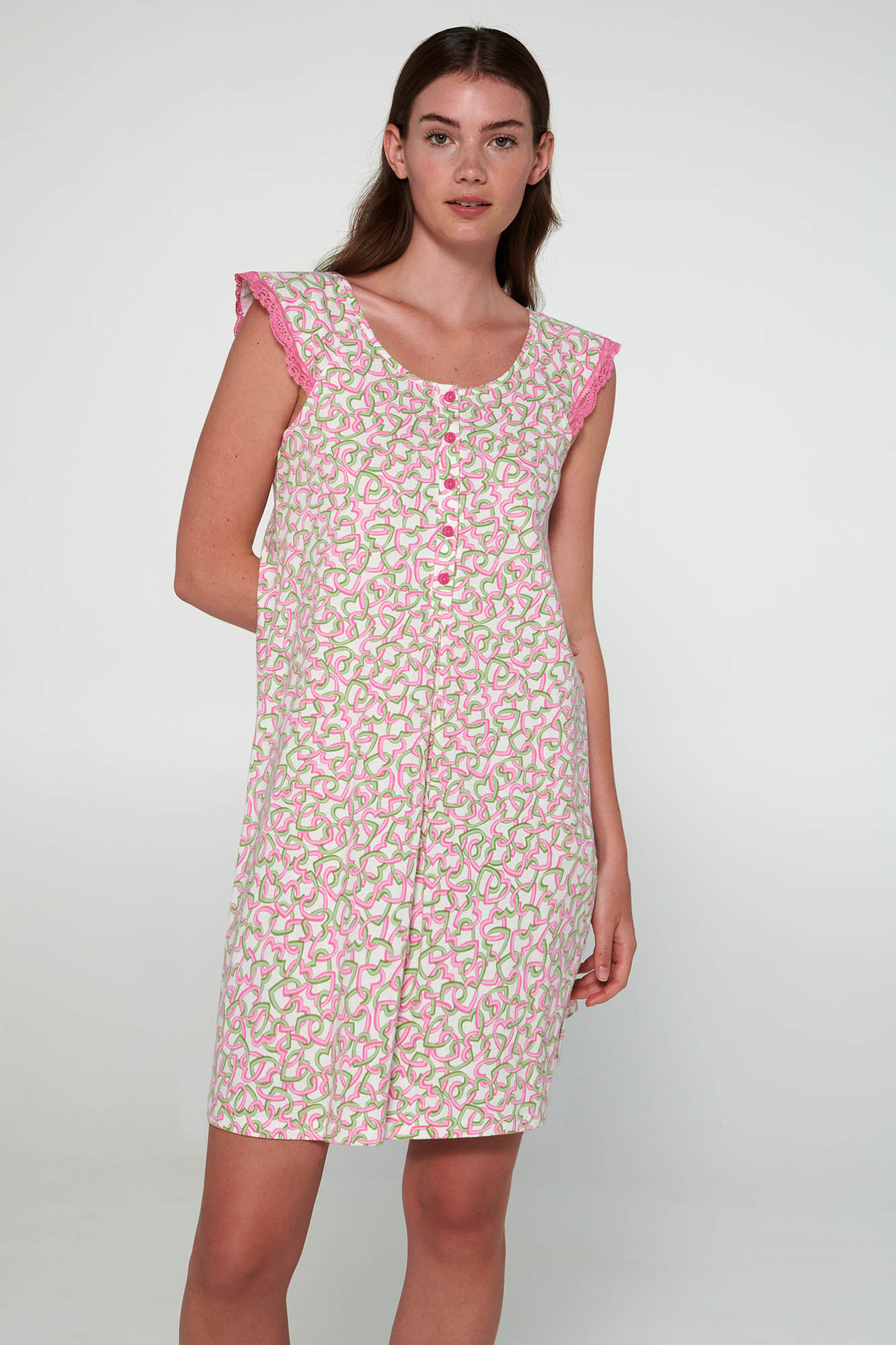 Vamp - Noční košile s knoflíkovou légou 20250 - Vamp fuchsia pink XXL