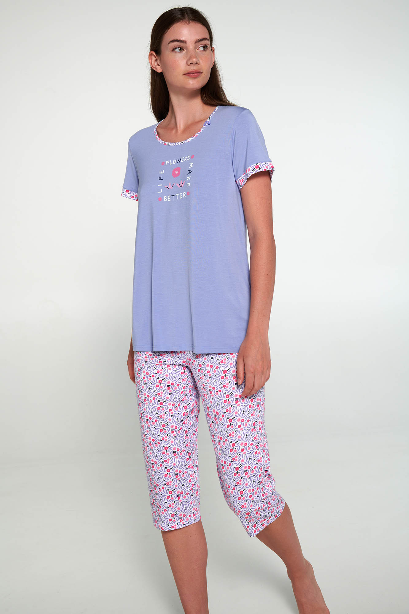 Vamp - Pyžamo s krátkými rukávy 20268 - Vamp blue lavender L
