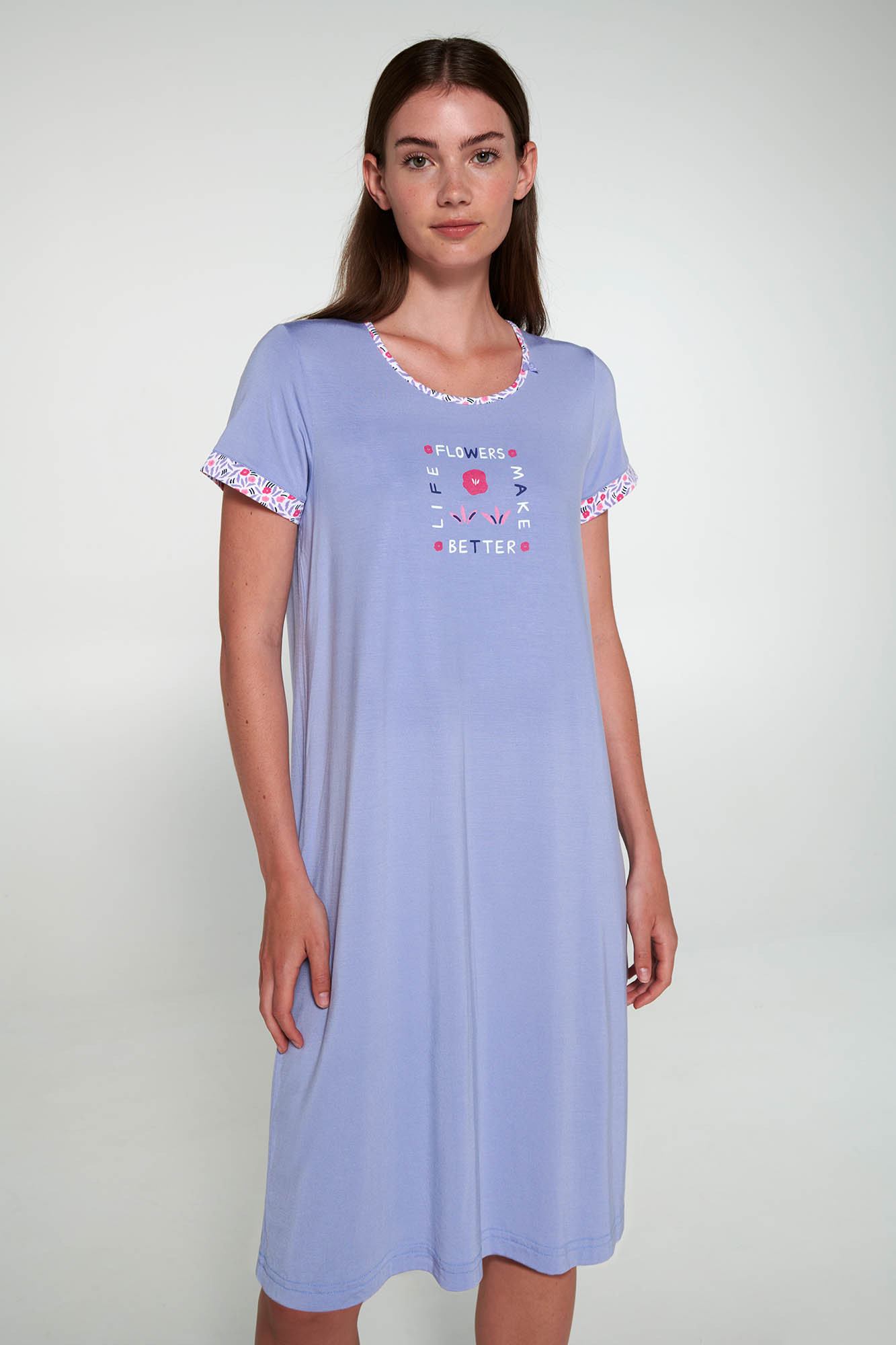 Vamp - Noční košile s krátkými rukávy 20271 - Vamp blue lavender S
