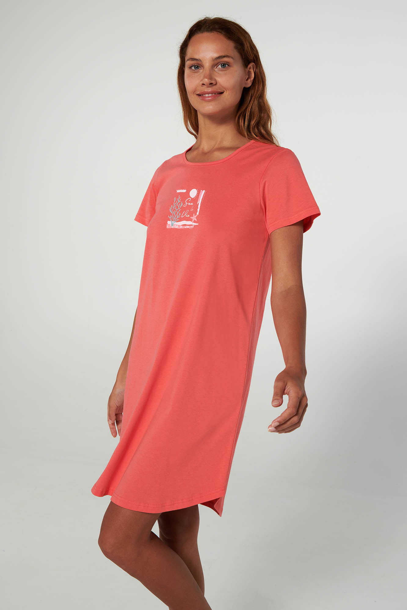 Vamp - Noční košile s krátkými rukávy 20281 - Vamp coral berry XL