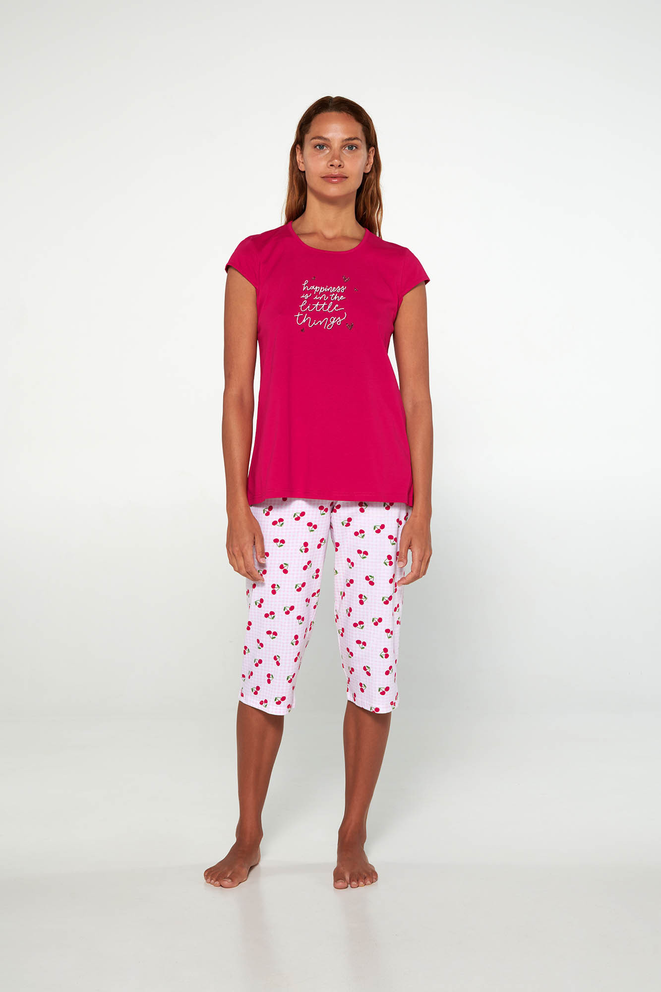 Vamp - Pyžamo s krátkými rukávy 20313 - Vamp pink blossom S