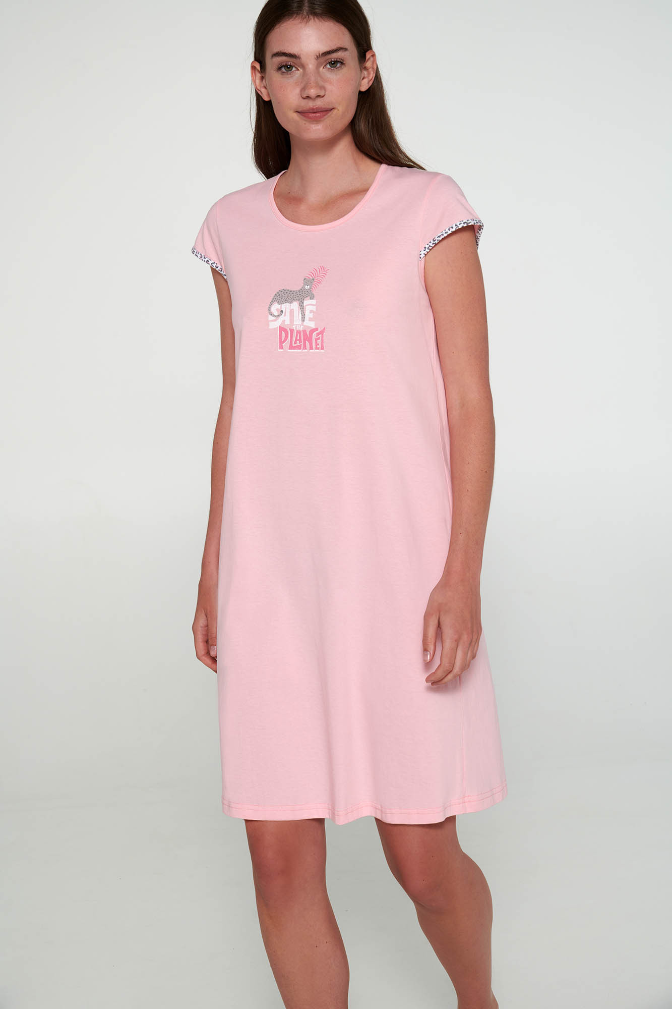 Vamp - Noční košile s krátkými rukávy 20325 - Vamp pink candy S