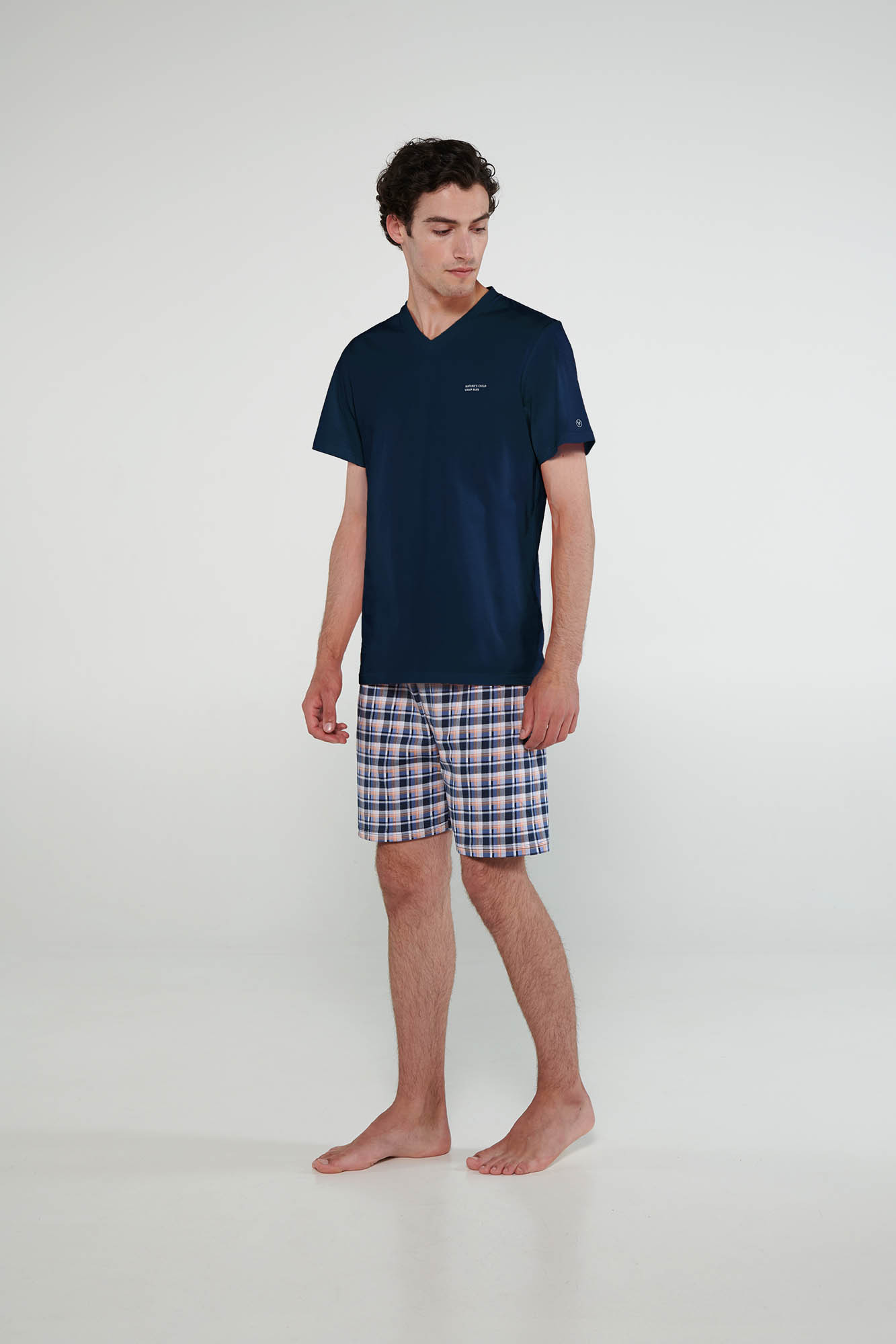 Vamp - Pyžamo s krátkými rukávy 20620 - Vamp blue oxford M