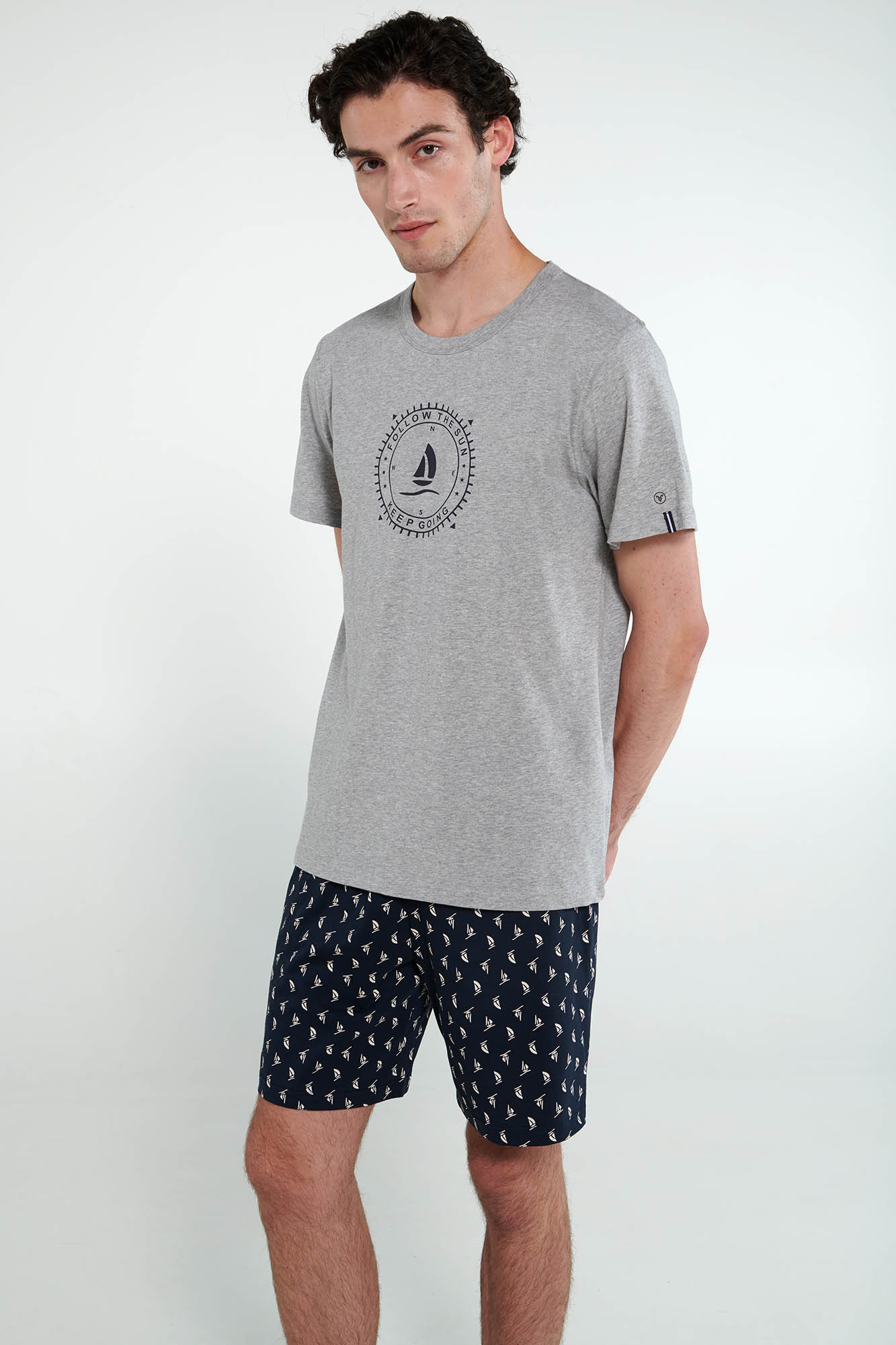 Vamp - Pyžamo s krátkými rukávy 20630 - Vamp gray melange M