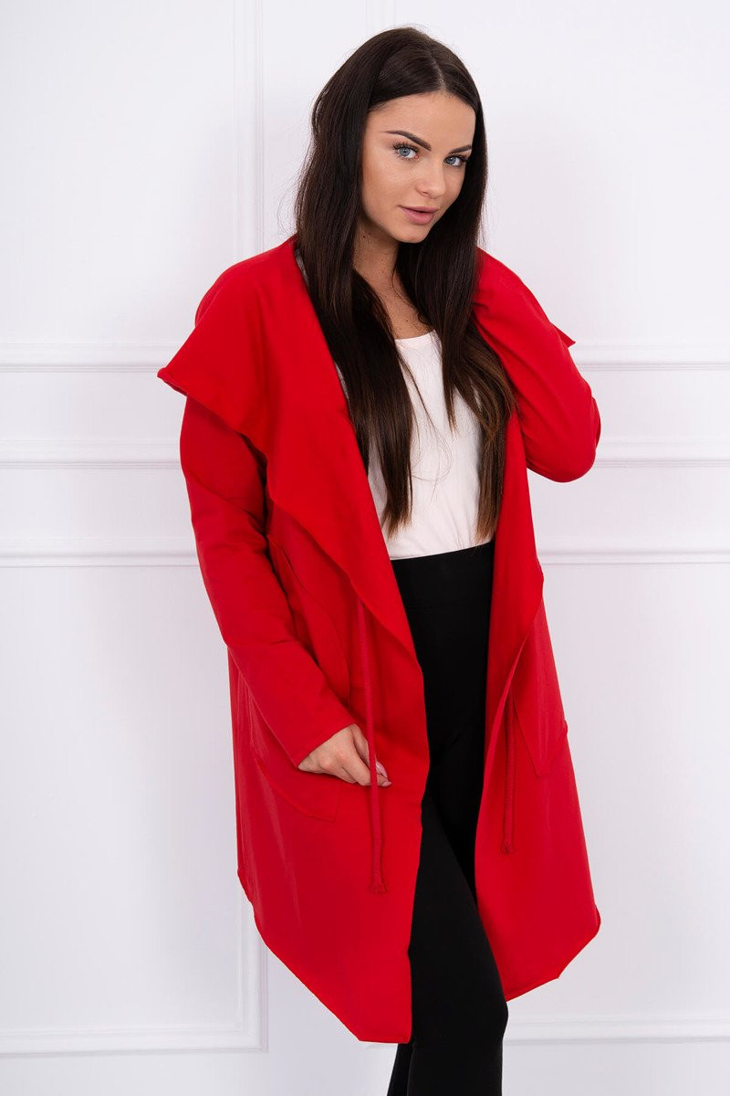 Volná bunda s kapucí v červené barvě UNI