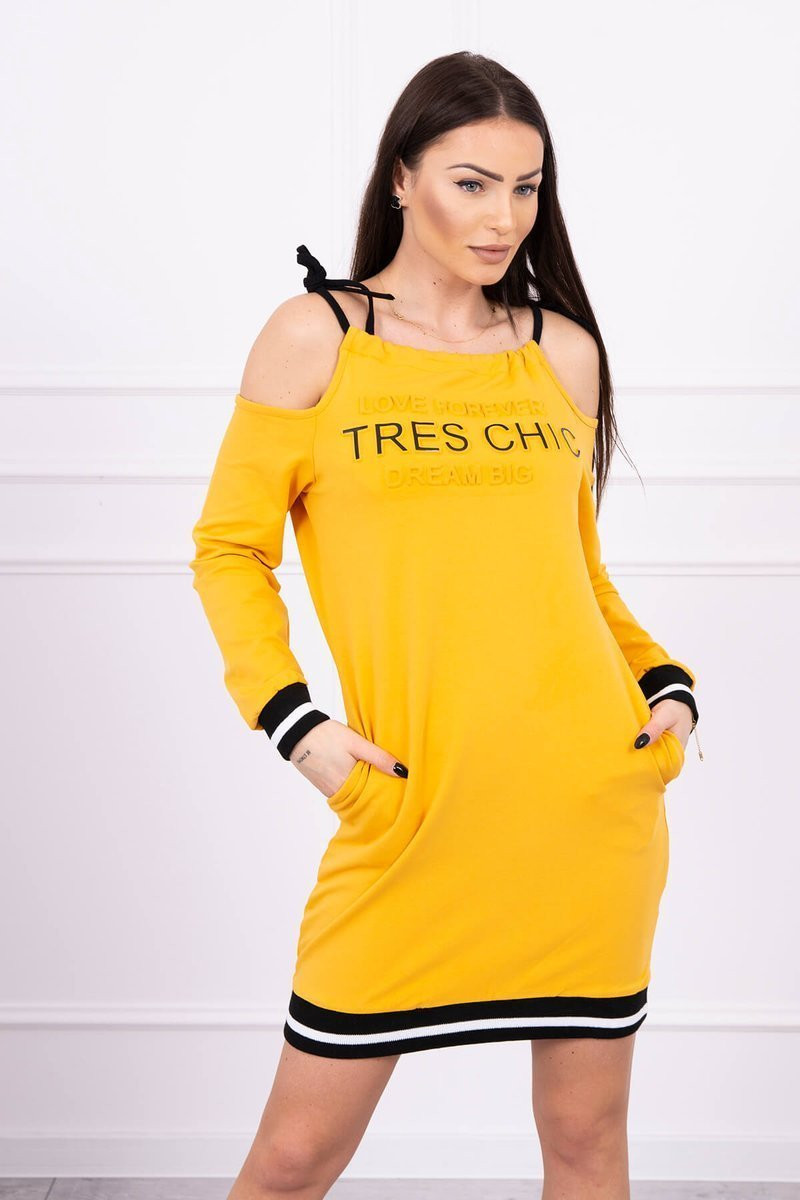 Šaty Tres Chic v hořčicové barvě UNI