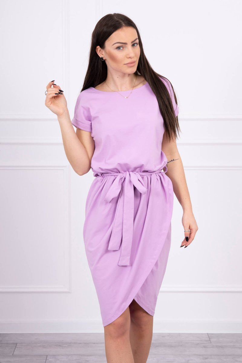 Šaty s obálkovým spodním dílem ve fialové barvě UNI
