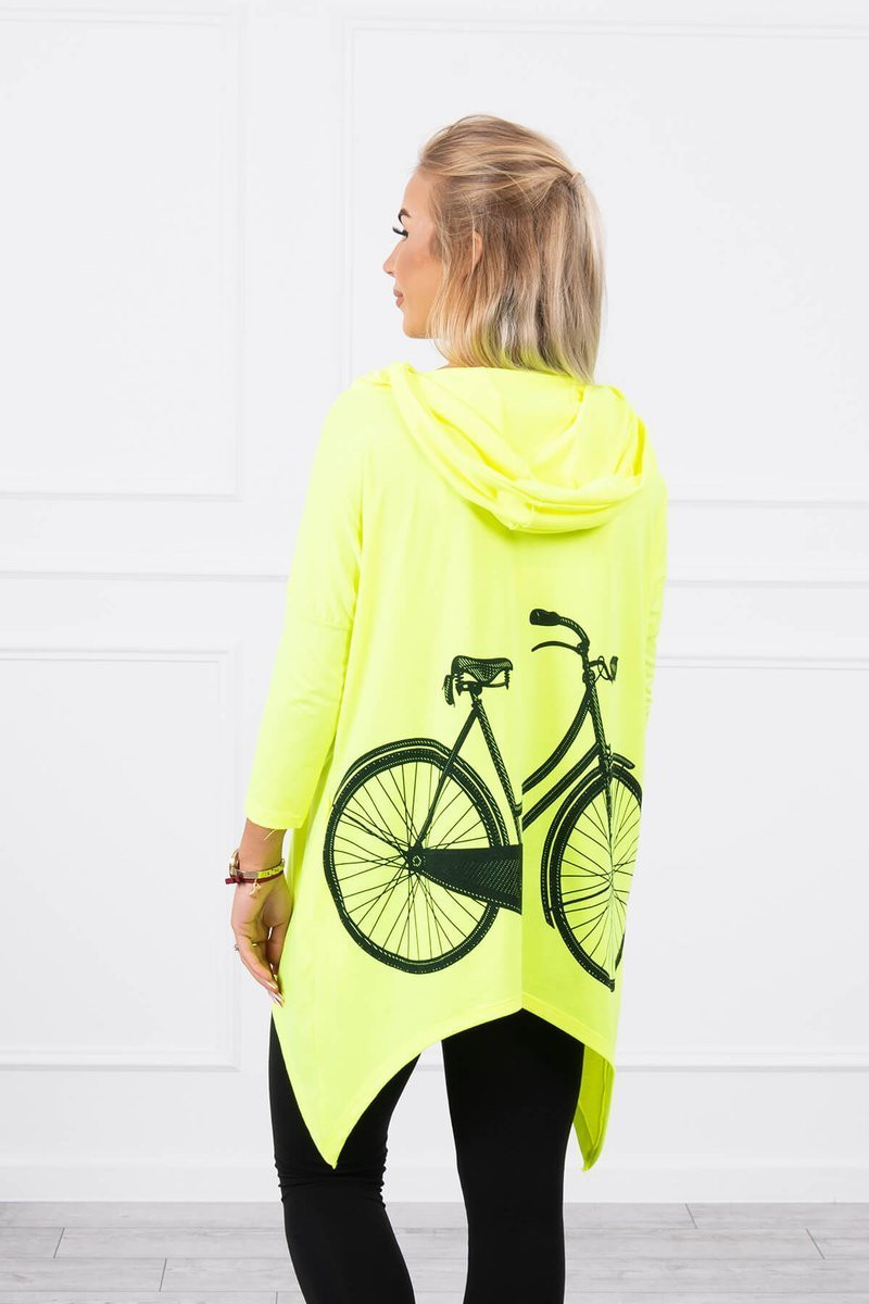 Mikina s potiskem kola žlutá neonová UNI